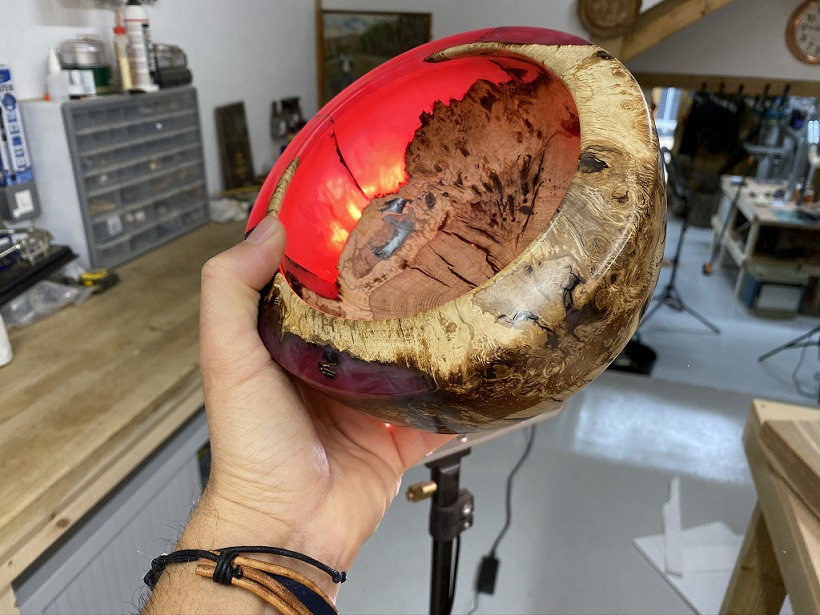Wood and resin turned bowl